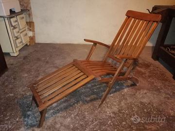 3 Poltrona a sdraio in legno di Teak vintage con p