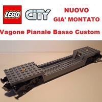 LEGO Train - Vagone Pianale Basso Custom MOC NUOVO