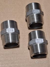 Nuovi n. 3 raccordi NIPPLES  inox 316