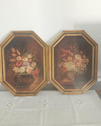 Coppia quadri fiori vintage - Pendant tableaux