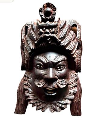 Maschera legno vintage Gengis Khan