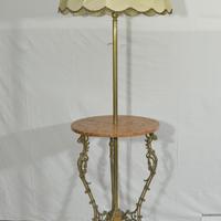 Tavolo in ottone con piano in marmo rosa anni '70