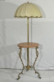 Tavolo in ottone con piano in marmo rosa anni '70