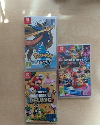 Mario kart 8 deluxe, Pokémon Spada, Mario bros u 
