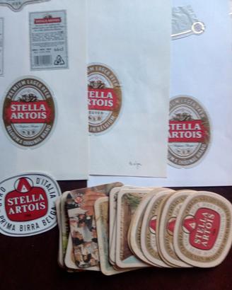 Lotto birra Stella Artois sottobicchiere adesivi
