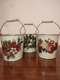 Porta vasi in metallo verniciato shabby