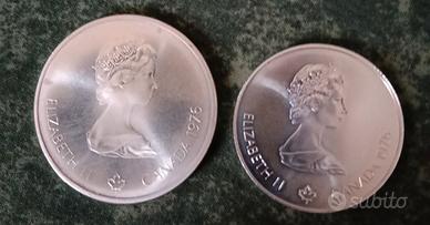 Coppia monete argento 10 e 5 Dollari Canada.
