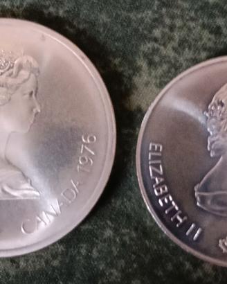 Coppia monete argento 10 e 5 Dollari Canada.