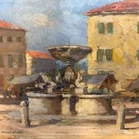 Quadro A. Maiocchi, 1940, dipinto a olio “Nervesa”