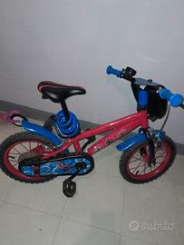 Bici spiderman 14 pollici con rotelle