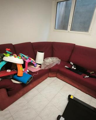 Divano ad angolo bordeaux 230×230 cm