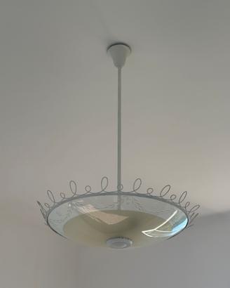 Lampadario vintage in ferro e vetro