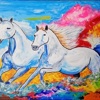 Quadro "Corsa Infinita" - Cavalli Bianchi - Galiv