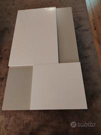 tavolino 120 x 70 colore bianco lucido e tortora