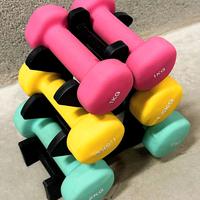 Set di Manubri in Neoprene con Supporto