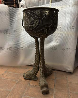 Braciere Porta-vaso Antico in Ottone