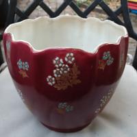 vaso copri vaso ceramica bordeaux fiori smalto