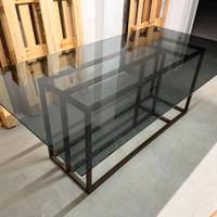 Tavolo in vetro fumè e ferro 210x110 h76