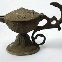 Lampada ad olio antica ottone danneggiata del '900
