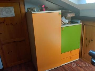 Cameretta completa moderna arancio e verde