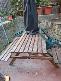 tavolo con panche in legno 