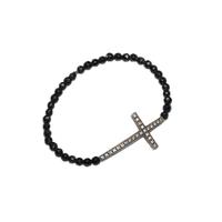 Bracciale in Argento .925 e Onice Nero con Croce.