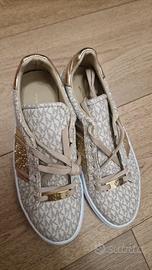 sneakers beige/gold glitter