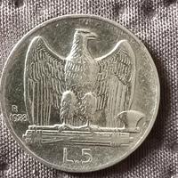 moneta 5 lire Aquilotto 1928 argento N.C.