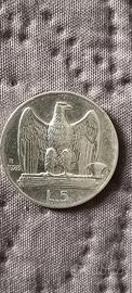 moneta 5 lire Aquilotto 1928 argento N.C.