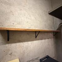 Mensola legno massello 195cm con staffe in metallo