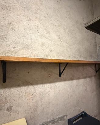 Mensola legno massello 195cm con staffe in metallo