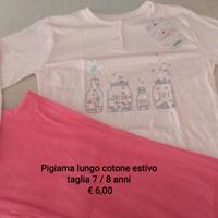 Pigiama lungo cotone bambina taglia 6 / 7 anni