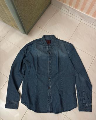Camicia Clayton Uomo - Effetto Denim a Micro Pois