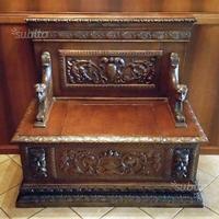 Panca Trono in legno massello '800 italiano