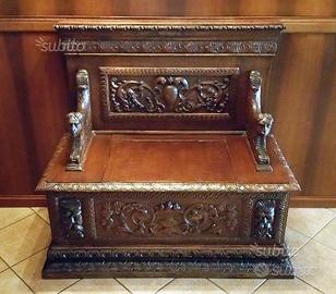 Panca Trono in legno massello '800 italiano
