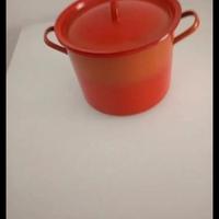 pentola smaltata  con coperchio vintage 