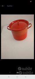 pentola smaltata  con coperchio vintage 