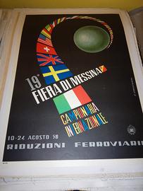 manifesto poster pubblicitario fiera Messina 1958