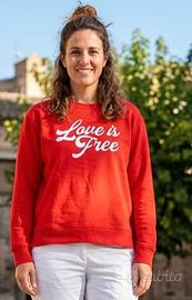 Felpa Rossa Alcott "Love is Free" - Taglia XS