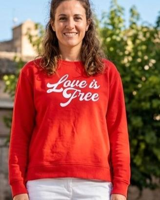 Felpa Rossa Alcott "Love is Free" - Taglia XS