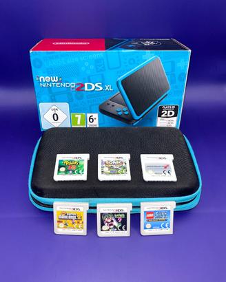 New Nintendo 2DS XL + custodia + giochi + scatola