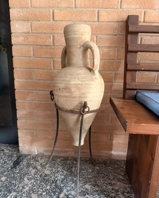 Anfora romana in terracotta con piedistallo h 1.10