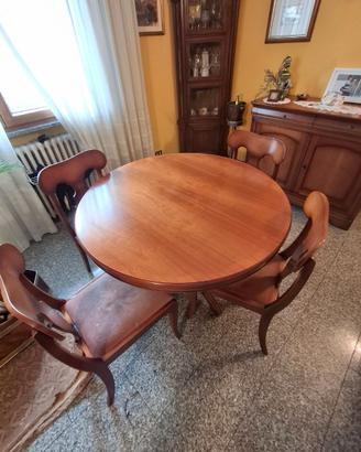 Tavolo rotondo allungabile 116–156 cm con 4 sedie 