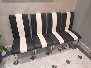Sedie moderne bianco/nero con struttura cromata