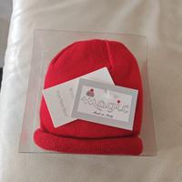 cuffia berretto neonato pura lana rossa