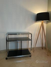 Carrello portavivande in vetro fumè