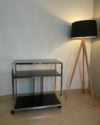 Carrello portavivande in vetro fumè