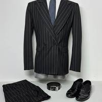 Completo uomo JustWest nero gessato tg 50 slim(12)