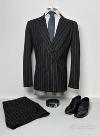 Completo uomo JustWest nero gessato tg 50 slim(12)