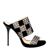 Sandali in pelle, tacco, strass, nero, Fabi, 39,5